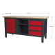 Workstation with 3 Drawers, 1 Cupboard & Open Storage AP1905B